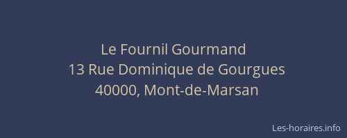 Le Fournil Gourmand
