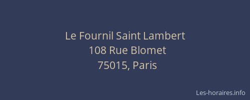 Le Fournil Saint Lambert