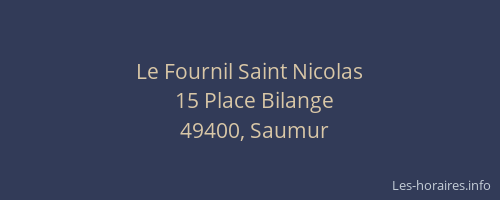 Le Fournil Saint Nicolas