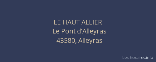 LE HAUT ALLIER