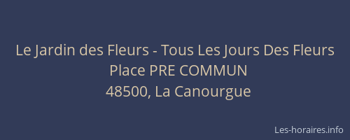 Le Jardin des Fleurs - Tous Les Jours Des Fleurs