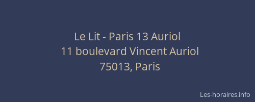 Le Lit - Paris 13 Auriol