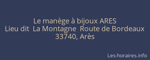 Le manège à bijoux ARES