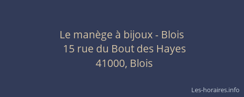 Le manège à bijoux - Blois