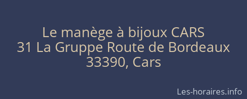 Le manège à bijoux CARS