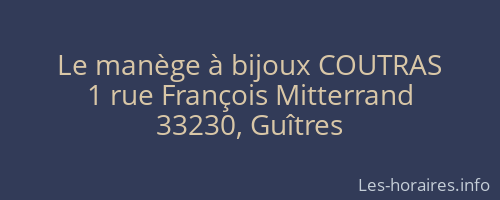 Le manège à bijoux COUTRAS