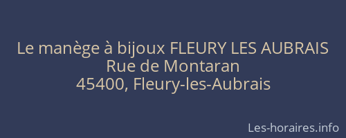 Le manège à bijoux FLEURY LES AUBRAIS