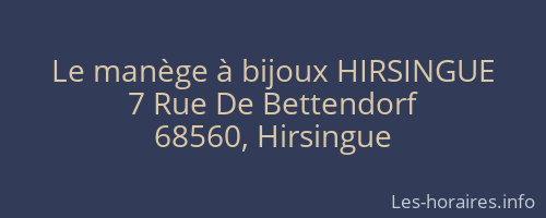 Le manège à bijoux HIRSINGUE