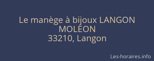 Le manège à bijoux LANGON