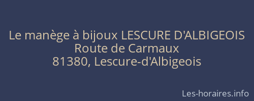 Le manège à bijoux LESCURE D'ALBIGEOIS