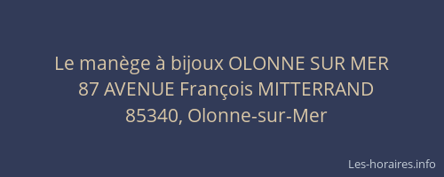 Le manège à bijoux OLONNE SUR MER