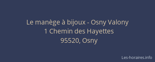 Le manège à bijoux - Osny Valony