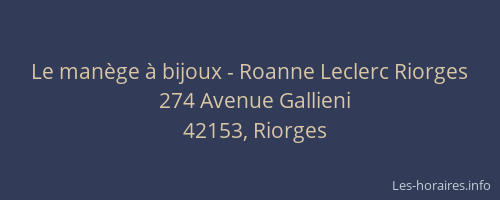 Le manège à bijoux - Roanne Leclerc Riorges