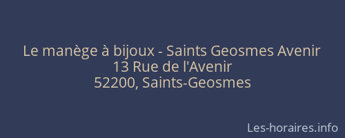 Le manège à bijoux - Saints Geosmes Avenir