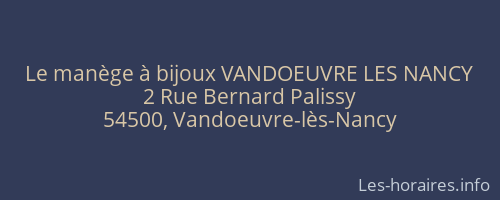 Le manège à bijoux VANDOEUVRE LES NANCY