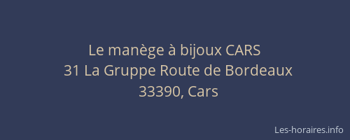 Le man&egrave;ge &agrave; bijoux CARS