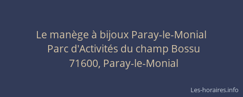 Le manège à bijoux Paray-le-Monial