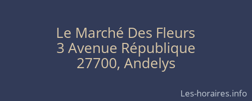 Le Marché Des Fleurs