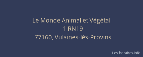 Le Monde Animal et Végétal