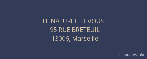 LE NATUREL ET VOUS