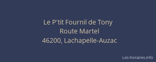 Le P'tit Fournil de Tony