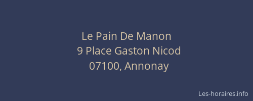 Le Pain De Manon