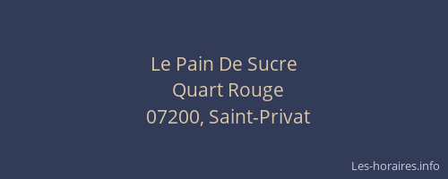 Le Pain De Sucre