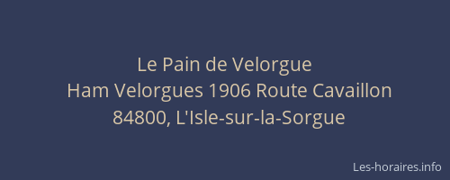 Le Pain de Velorgue