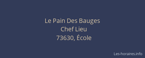 Le Pain Des Bauges