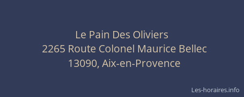 Le Pain Des Oliviers