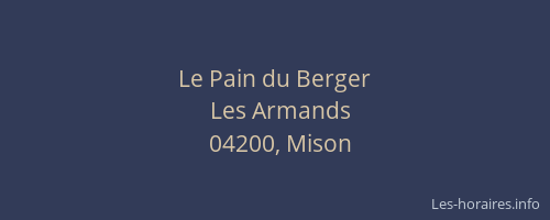 Le Pain du Berger