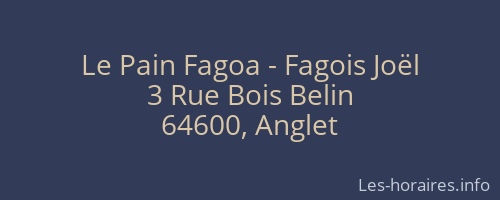 Le Pain Fagoa - Fagois Joël