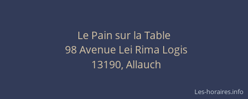 Le Pain sur la Table