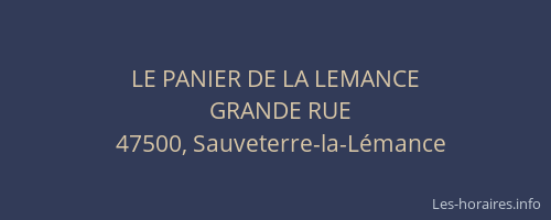 LE PANIER DE LA LEMANCE