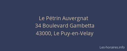 Le P&eacute;trin Auvergnat