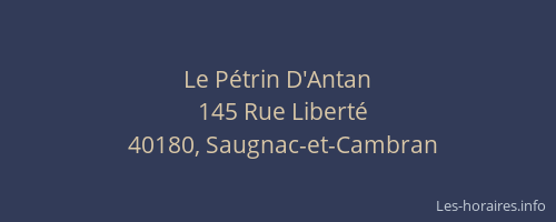 Le P&eacute;trin D'Antan