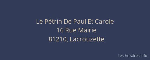Le Pétrin De Paul Et Carole