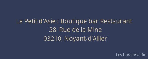Le Petit d'Asie : Boutique bar Restaurant