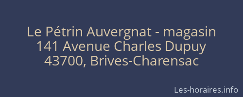 Le Pétrin Auvergnat - magasin