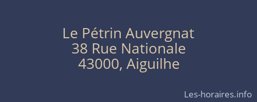 Le Pétrin Auvergnat