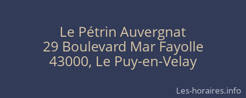 Le Pétrin Auvergnat