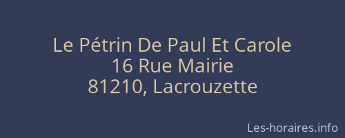 Le Pétrin De Paul Et Carole