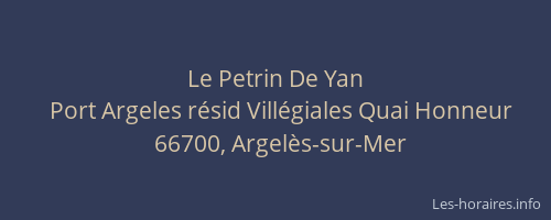 Le Petrin De Yan