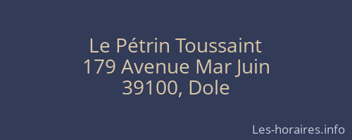 Le Pétrin Toussaint