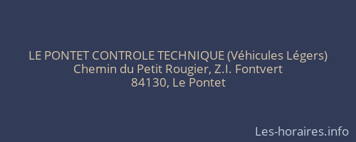 LE PONTET CONTROLE TECHNIQUE (Véhicules Légers)