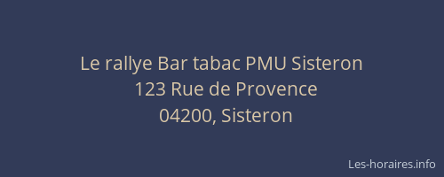 Le rallye Bar tabac PMU Sisteron