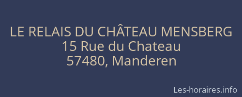 LE RELAIS DU CHÂTEAU MENSBERG