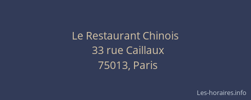 Le Restaurant Chinois
