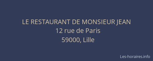 LE RESTAURANT DE MONSIEUR JEAN