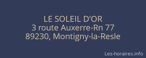 LE SOLEIL D'OR